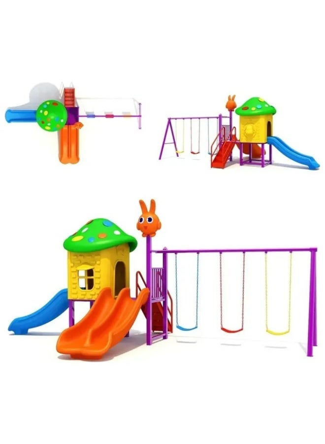 MYTS Cute Mega Play Zone with 3 Swings & 2 Slides | Outdoor Kids Playset | Large Backyard Activity Centre – 620 × 380 × 280 cm - Image 3